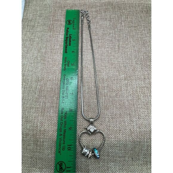 Brighton Charm Holder Necklace Open Heart Reversible Snake Chain 16-18" with Cha - Picture 5 of 10